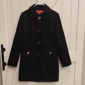 Anne Klein Women's Elegant Black Pea Coat